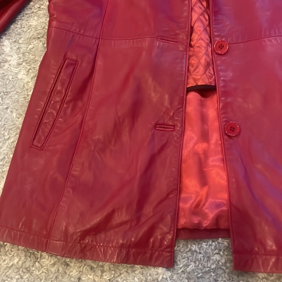 Red Genuine Leather Jacket - Oscar Leopold - Picture 6 of 10